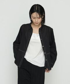 COMME CA COMFORT / コムサ・コンフォート（Lサイズ） シャツ・ブラウス | 〔 +サイズ 〕 ドライオーガンジー ステッチワークドルマンシャツ