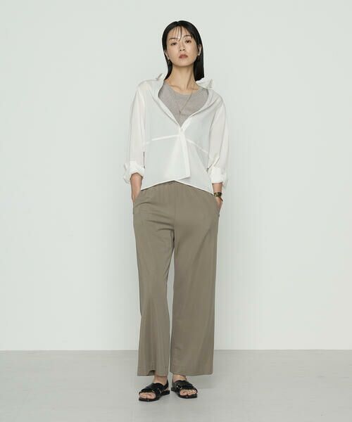 COMME CA COMFORT / コムサ・コンフォート（Lサイズ） シャツ・ブラウス | 〔 +サイズ 〕 ドライオーガンジー ステッチワークドルマンシャツ | 詳細1