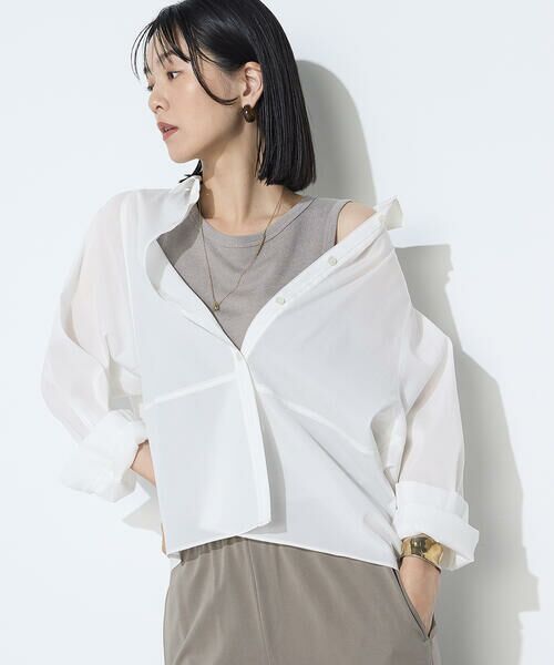 COMME CA COMFORT / コムサ・コンフォート（Lサイズ） シャツ・ブラウス | 〔 +サイズ 〕 ドライオーガンジー ステッチワークドルマンシャツ | 詳細8