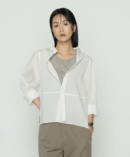 COMME CA COMFORT / コムサ・コンフォート（Lサイズ） シャツ・ブラウス | 〔 +サイズ 〕 ドライオーガンジー ステッチワークドルマンシャツ | 詳細5