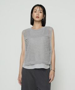 COMME CA COMFORT / コムサ・コンフォート（Lサイズ） ニット・セーター | 〔 +サイズ 〕 コイルヤーン レーシーベスト