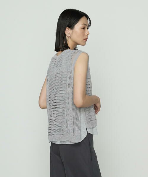 COMME CA COMFORT / コムサ・コンフォート（Lサイズ） ニット・セーター | 〔 +サイズ 〕 コイルヤーン レーシーベスト | 詳細3