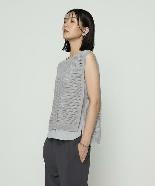 COMME CA COMFORT / コムサ・コンフォート（Lサイズ） ニット・セーター | 〔 +サイズ 〕 コイルヤーン レーシーベスト | 詳細4