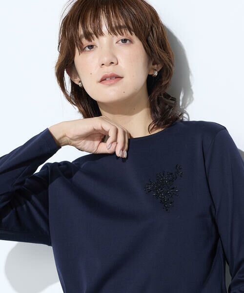 COMME CA COMFORT / コムサ・コンフォート（Lサイズ） Tシャツ | 〔 TALLサイズ 〕 スーピマバイオシルスムース ビジュー刺繍Tシャツ | 詳細22