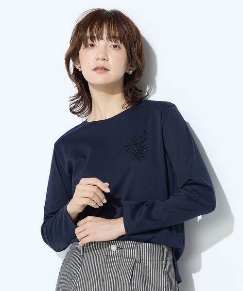 COMME CA COMFORT / コムサ・コンフォート（Lサイズ） Tシャツ | 〔 TALLサイズ 〕 スーピマバイオシルスムース ビジュー刺繍Tシャツ | 詳細23