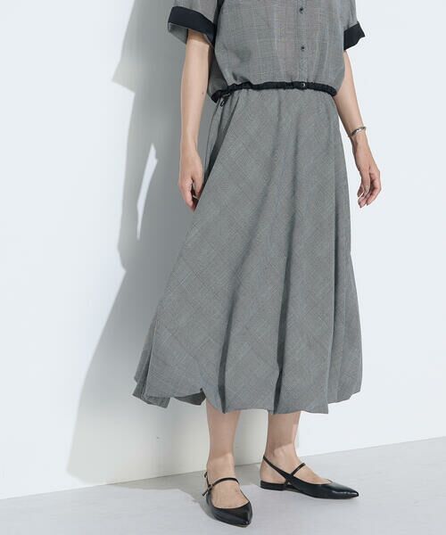 COMME CA COMFORT / コムサ・コンフォート（Lサイズ） ロング・マキシ丈スカート | 〔 TALLサイズ 〕 シアーグレンチェック バルーンスカート | 詳細9