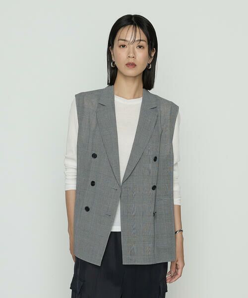 COMME CA COMFORT / コムサ・コンフォート（Lサイズ） ベスト | 〔 TALLサイズ 〕 グレンチェック スリーブレスジャケット | 詳細3