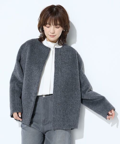 COMME CA COMFORT / コムサ・コンフォート（Lサイズ） その他アウター | 〔 TALLサイズ 〕 アルパカシャギー ノーカラージャコット | 詳細29