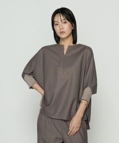 COMME CA COMFORT / コムサ・コンフォート（Lサイズ） カットソー | 〔 +サイズ 〕 パウダーツイルストレッチ ドルマンスリーブプルオーバー