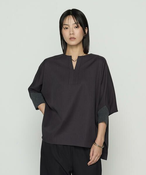 COMME CA COMFORT / コムサ・コンフォート（Lサイズ） カットソー | 〔 +サイズ 〕 パウダーツイルストレッチ ドルマンスリーブプルオーバー | 詳細12