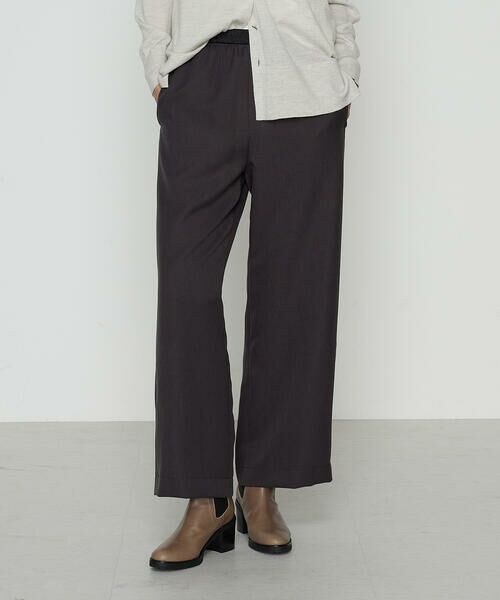 COMME CA COMFORT / コムサ・コンフォート(Lサイズ) その他パンツ | 〔 +サイズ 〕 パウダーツイルストレッチ ワイドパンツ(08:チャコール)