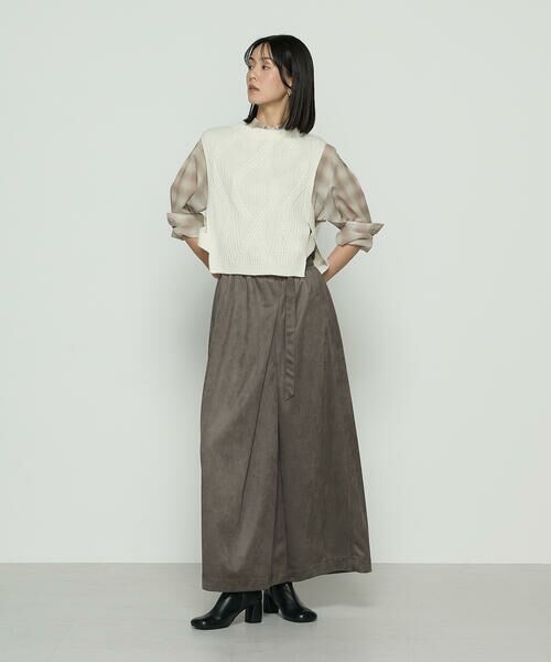 COMME CA COMFORT / コムサ・コンフォート（Lサイズ） ロング・マキシ丈スカート | 〔 +サイズ 〕 ポリスエード ラップ風スカート | 詳細10