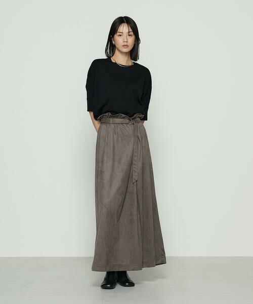 COMME CA COMFORT / コムサ・コンフォート（Lサイズ） ロング・マキシ丈スカート | 〔 +サイズ 〕 ポリスエード ラップ風スカート | 詳細12