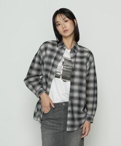 COMME CA COMFORT / コムサ・コンフォート（Lサイズ） シャツ・ブラウス | 〔 +サイズ 〕 シアーボイルチェック ドロストシアーシャツ