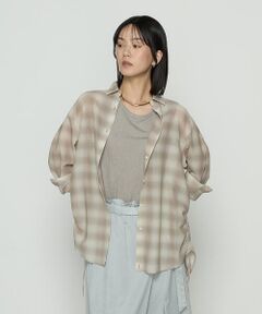 COMME CA COMFORT / コムサ・コンフォート（Lサイズ） シャツ・ブラウス | 〔 +サイズ 〕 シアーボイルチェック ドロストシアーシャツ