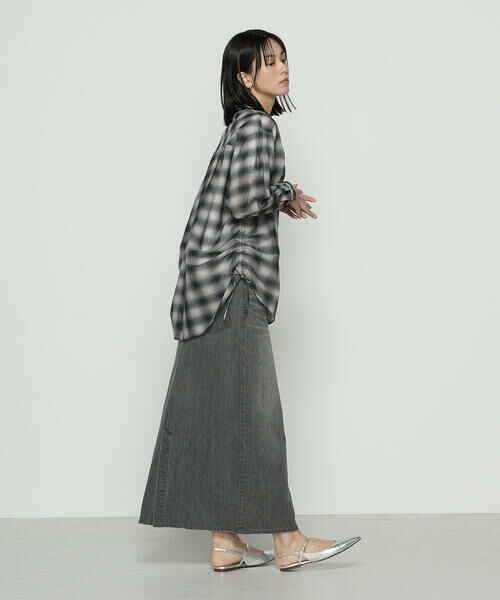 COMME CA COMFORT / コムサ・コンフォート（Lサイズ） シャツ・ブラウス | 〔 +サイズ 〕 シアーボイルチェック ドロストシアーシャツ | 詳細1