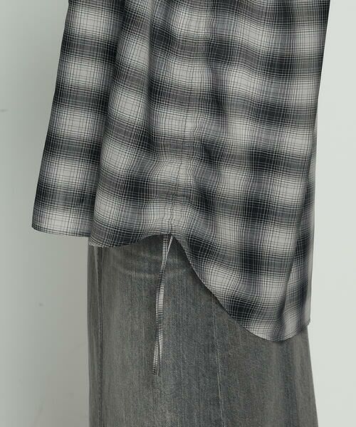 COMME CA COMFORT / コムサ・コンフォート（Lサイズ） シャツ・ブラウス | 〔 +サイズ 〕 シアーボイルチェック ドロストシアーシャツ | 詳細10