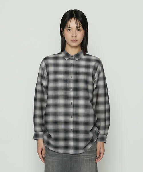 COMME CA COMFORT / コムサ・コンフォート（Lサイズ） シャツ・ブラウス | 〔 +サイズ 〕 シアーボイルチェック ドロストシアーシャツ | 詳細4