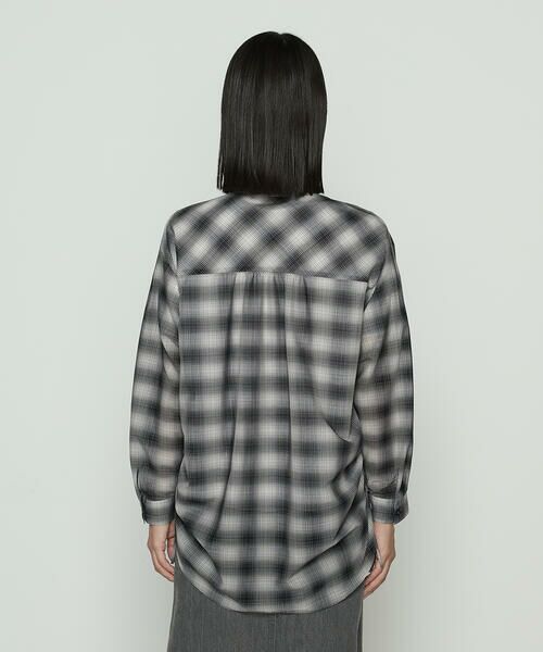 COMME CA COMFORT / コムサ・コンフォート（Lサイズ） シャツ・ブラウス | 〔 +サイズ 〕 シアーボイルチェック ドロストシアーシャツ | 詳細6