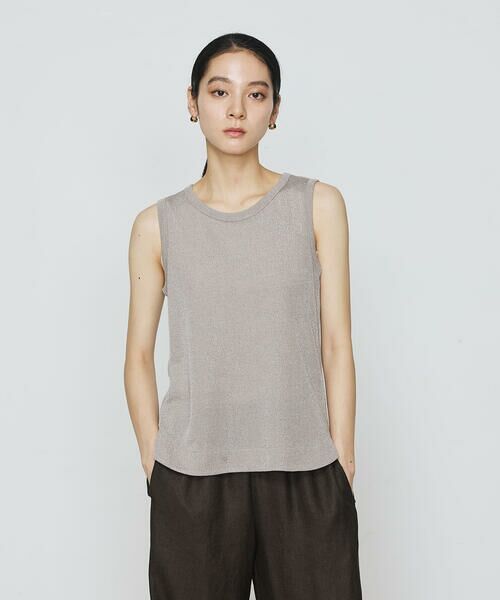 COMME CA COMFORT/コムサ・コンフォート(Lサイズ) 〔 +サイズ 〕 ラメテレコ タンクトップ 15:ベージュ 13号 COMME CA COMFORT/コムサ・コンフォート(Lサイズ) 〔 +サイズ 〕 ラメテレコ タンクトップ 15:ベージュ 13号