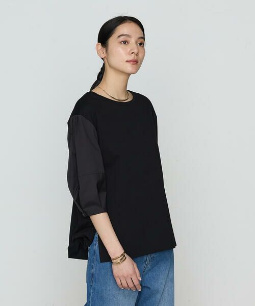 COMME CA COMFORT/コムサ・コンフォート(Lサイズ) 〔 +サイズ 〕 80/-ポンチ ドッキングプルオーバー 05:ブラック 13号 COMME CA COMFORT/コムサ・コンフォート(Lサイズ) 〔 +サイズ 〕 80/-ポンチ ドッキングプルオーバー 05:ブラック 13号