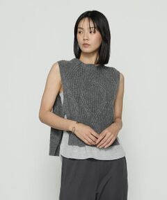 COMME CA COMFORT / コムサ・コンフォート（Lサイズ） ベスト | 〔 +サイズ 〕 マシュマロブークレー ニットベスト