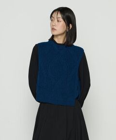 COMME CA COMFORT / コムサ・コンフォート（Lサイズ） ベスト | 〔 +サイズ 〕 マシュマロブークレー ニットベスト