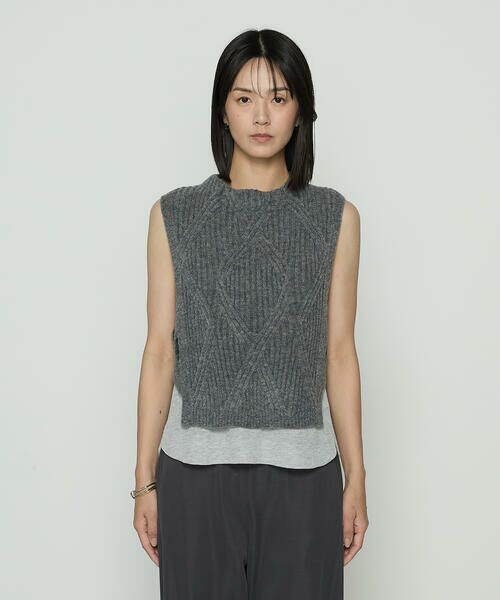 COMME CA COMFORT / コムサ・コンフォート（Lサイズ） ベスト | 〔 +サイズ 〕 マシュマロブークレー ニットベスト | 詳細4