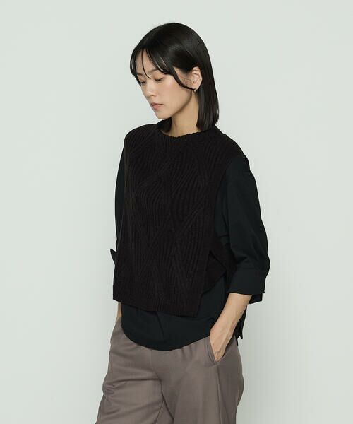 COMME CA COMFORT / コムサ・コンフォート（Lサイズ） ベスト | 〔 +サイズ 〕 マシュマロブークレー ニットベスト | 詳細12