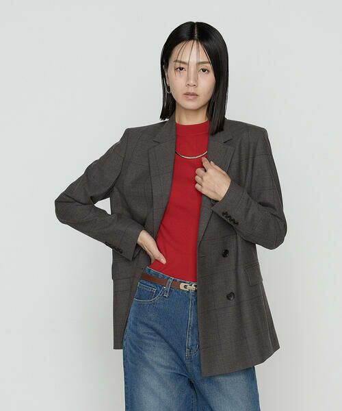 COMME CA COMFORT / コムサ・コンフォート（Lサイズ） テーラードジャケット | 〔 TALLサイズ 〕 トリアセウールフラノウィンドペン ダブルジャケット | 詳細4