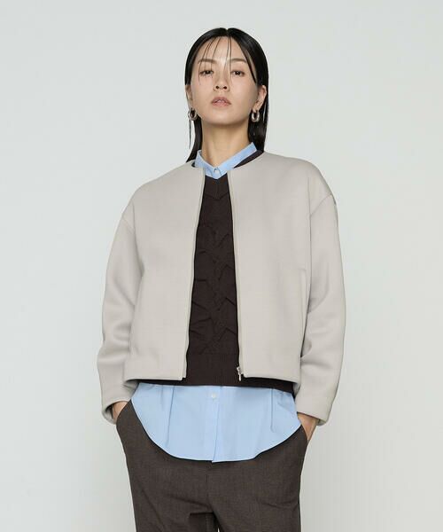 COMME CA COMFORT/コムサ・コンフォート(Lサイズ) 〔 TALLサイズ 〕 ダブルエアーダンボール ノーカラーブルゾン 03:ライトグレー 15号 COMME CA COMFORT/コムサ・コンフォート(Lサイズ) 〔 TALLサイズ 〕 ダブルエアーダンボール ノーカラーブルゾン 03:ライトグレー 15号