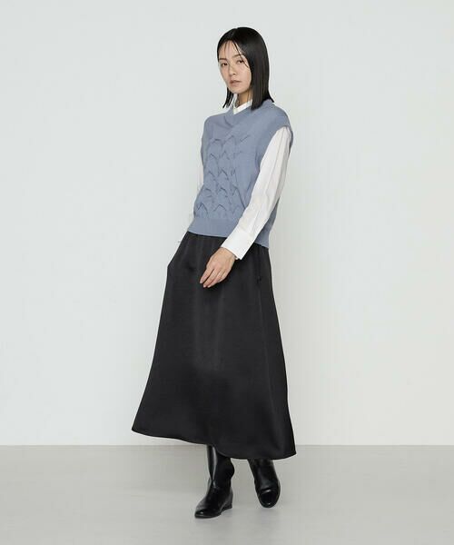 COMME CA COMFORT / コムサ・コンフォート（Lサイズ） ロング・マキシ丈スカート | 〔 TALLサイズ 〕 ビンテージダブルサテン スカート | 詳細1