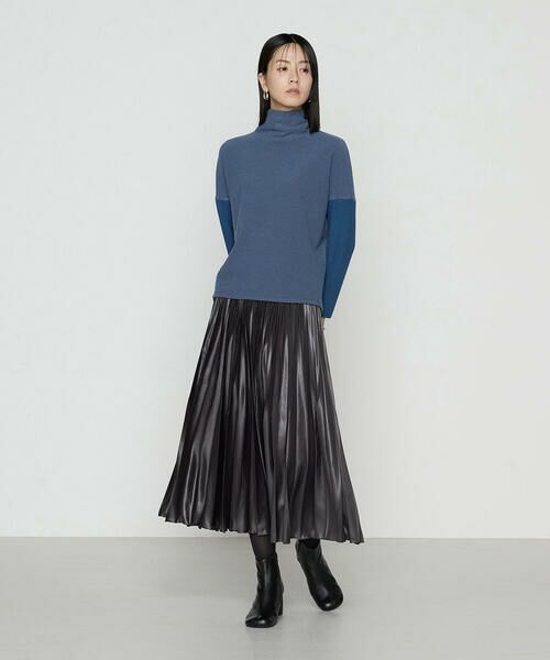 COMME CA COMFORT / コムサ・コンフォート（Lサイズ） ロング・マキシ丈スカート | 〔 TALLサイズ 〕 サテンチンツ コンビネーションプリーツスカート | 詳細1