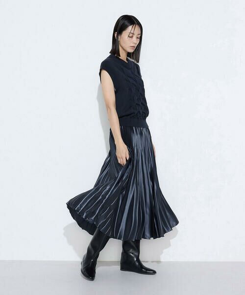 COMME CA COMFORT / コムサ・コンフォート（Lサイズ） ロング・マキシ丈スカート | 〔 TALLサイズ 〕 サテンチンツ コンビネーションプリーツスカート | 詳細21