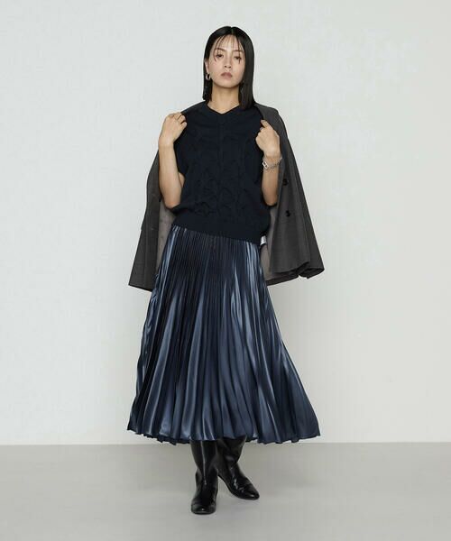 COMME CA COMFORT / コムサ・コンフォート（Lサイズ） ロング・マキシ丈スカート | 〔 TALLサイズ 〕 サテンチンツ コンビネーションプリーツスカート | 詳細10
