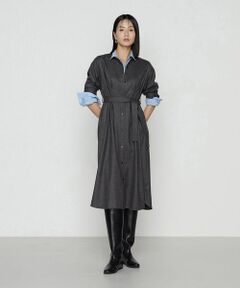 COMME CA COMFORT / コムサ・コンフォート（Lサイズ） ロング・マキシ丈ワンピース | 〔 TALLサイズ 〕 ストレッチウールサキソニー ドレス