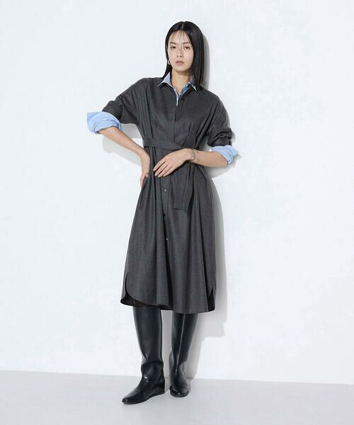 COMME CA COMFORT / コムサ・コンフォート（Lサイズ） ロング・マキシ丈ワンピース | 〔 TALLサイズ 〕 ストレッチウールサキソニー ドレス | 詳細15