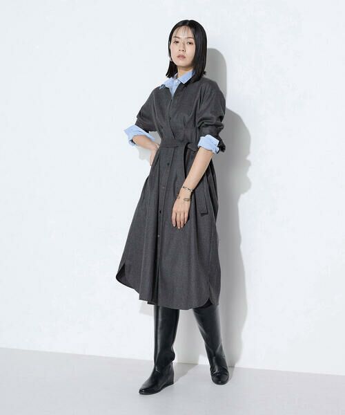 COMME CA COMFORT / コムサ・コンフォート（Lサイズ） ロング・マキシ丈ワンピース | 〔 TALLサイズ 〕 ストレッチウールサキソニー ドレス | 詳細16