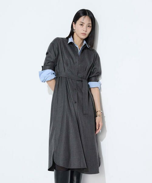 COMME CA COMFORT / コムサ・コンフォート（Lサイズ） ロング・マキシ丈ワンピース | 〔 TALLサイズ 〕 ストレッチウールサキソニー ドレス | 詳細17