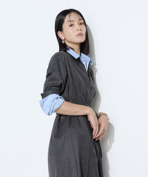 COMME CA COMFORT / コムサ・コンフォート（Lサイズ） ロング・マキシ丈ワンピース | 〔 TALLサイズ 〕 ストレッチウールサキソニー ドレス | 詳細18