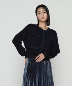 COMME CA COMFORT / コムサ・コンフォート（Lサイズ） カーディガン・ボレロ | 〔 TALLサイズ 〕 モールジャカードニット ジップアップカーディガン