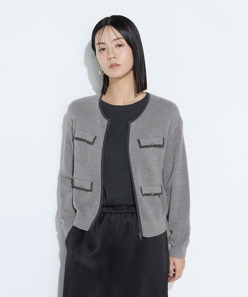 COMME CA COMFORT / コムサ・コンフォート（Lサイズ） カーディガン・ボレロ | 〔 TALLサイズ 〕 モールジャカードニット ジップアップカーディガン | 詳細5