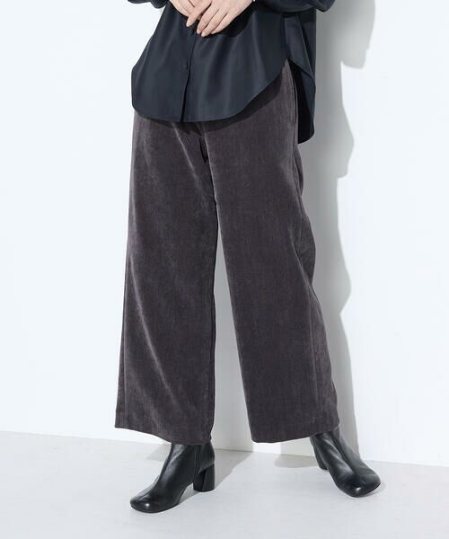 COMME CA COMFORT/コムサ・コンフォート(Lサイズ) 〔 +サイズ 〕 コーデュロイ ワイドパンツ 04:グレー 13号 COMME CA COMFORT/コムサ・コンフォート(Lサイズ) 〔 +サイズ 〕 コーデュロイ ワイドパンツ 04:グレー 13号