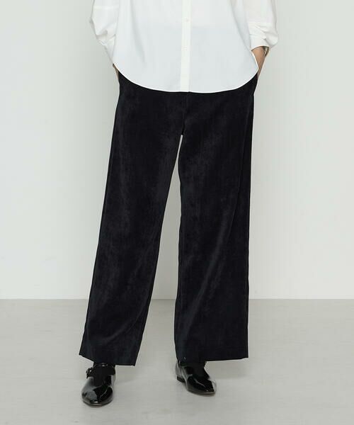 COMME CA COMFORT/コムサ・コンフォート(Lサイズ) 〔 +サイズ 〕 コーデュロイ ワイドパンツ 05:ブラック 13号 COMME CA COMFORT/コムサ・コンフォート(Lサイズ) 〔 +サイズ 〕 コーデュロイ ワイドパンツ 05:ブラック 13号