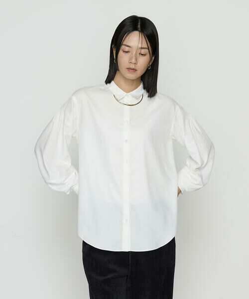 COMME CA COMFORT / コムサ・コンフォート（Lサイズ） シャツ・ブラウス | 〔 +サイズ 〕 マイクロスパン タックボリューム袖のブラウス | 詳細1