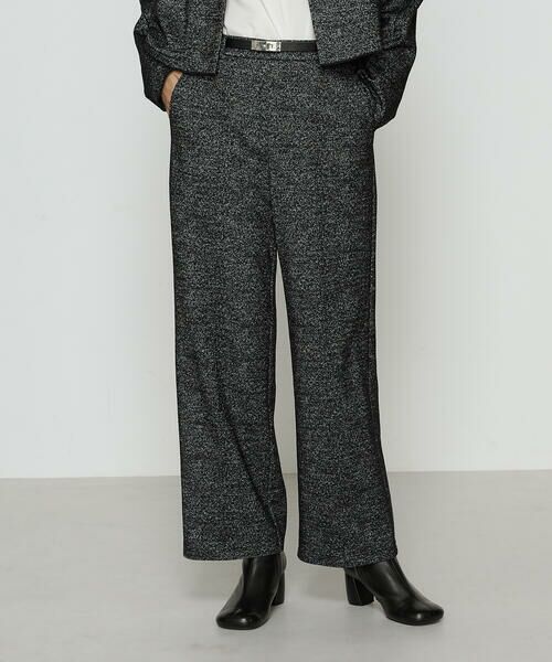 COMME CA COMFORT/コムサ・コンフォート（Lサイズ） 〔 TALLサイズ 〕 ツイード柄リバージャージー パンツ 05:ブラック 15号