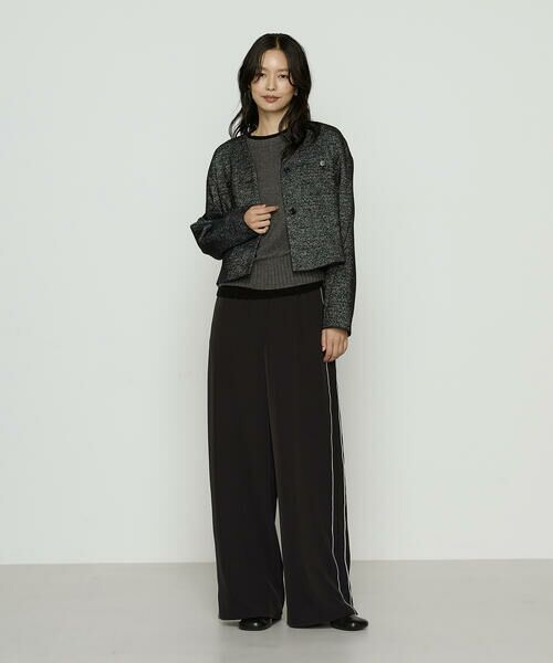 COMME CA COMFORT / コムサ・コンフォート（Lサイズ） ノーカラージャケット | 〔 TALLサイズ 〕 ツイード柄リバージャージー ノーカラージャケット | 詳細1