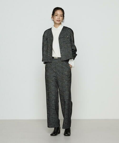 COMME CA COMFORT / コムサ・コンフォート（Lサイズ） ノーカラージャケット | 〔 TALLサイズ 〕 ツイード柄リバージャージー ノーカラージャケット | 詳細2