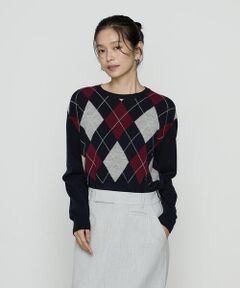 COMME CA COMFORT / コムサ・コンフォート（Lサイズ） ニット・セーター | 〔 TALLサイズ 〕 アーガイルニット プルオーバー