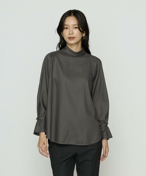 COMME CA COMFORT/コムサ・コンフォート（Lサイズ） 〔 TALLサイズ 〕 フルダルスパンマイクロピーチ ブラウス 08:グレー 15号